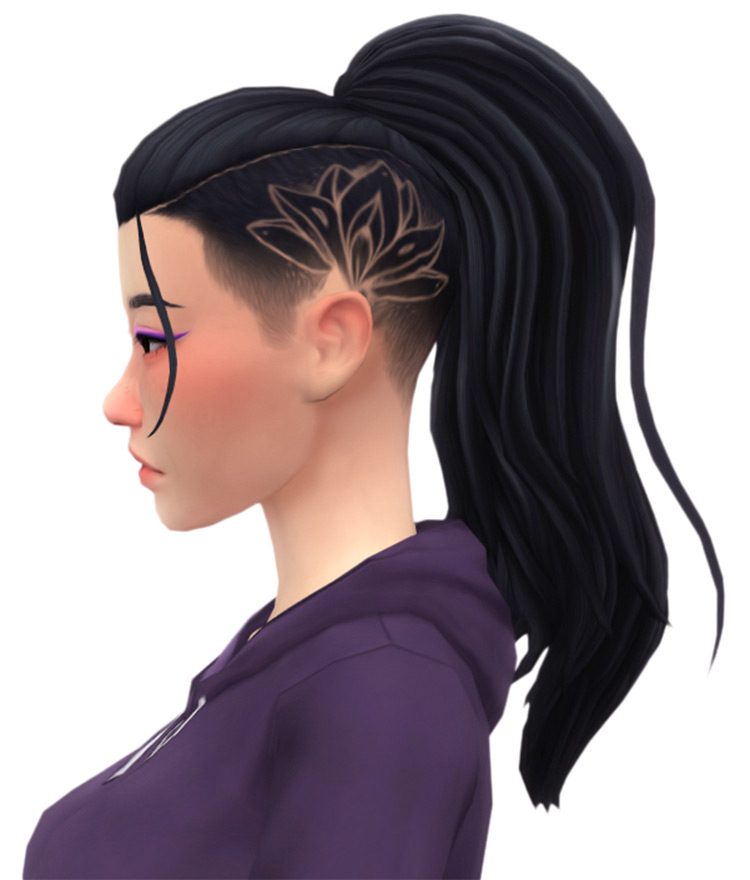 high ponytail with side bangs hair sims 4 cc