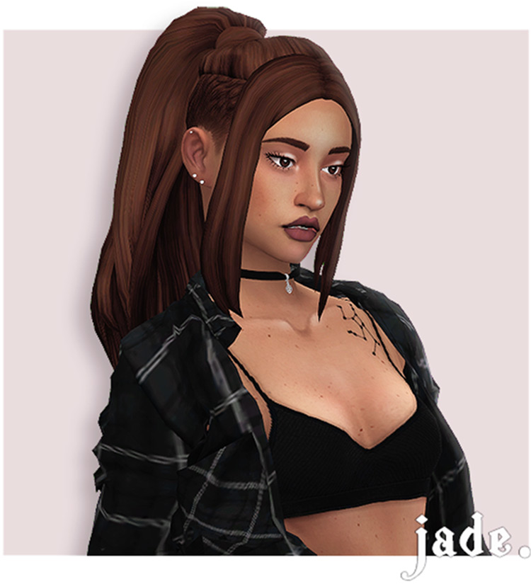 Ariana Grande hair with side shave - Sims 4 CC