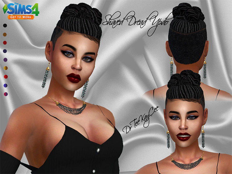 Dreads with Shaved Side Updo Style - TS4 CC