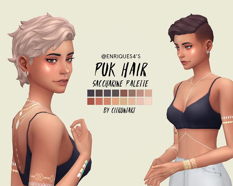 Cute short hairdo with side shave - Sims 4 CC