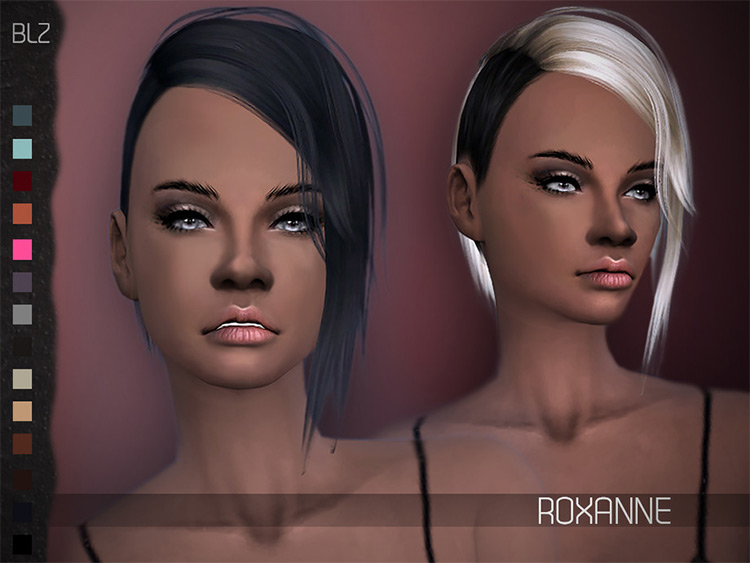 Roxanne Hair - Multicolored Side Shaved Sims4 CC