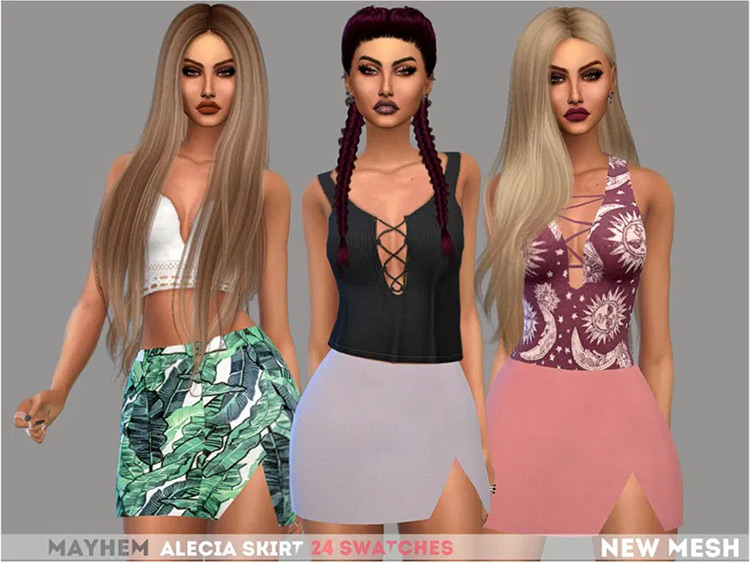 Cute mid-length skirts with cut - Sims 4 CC