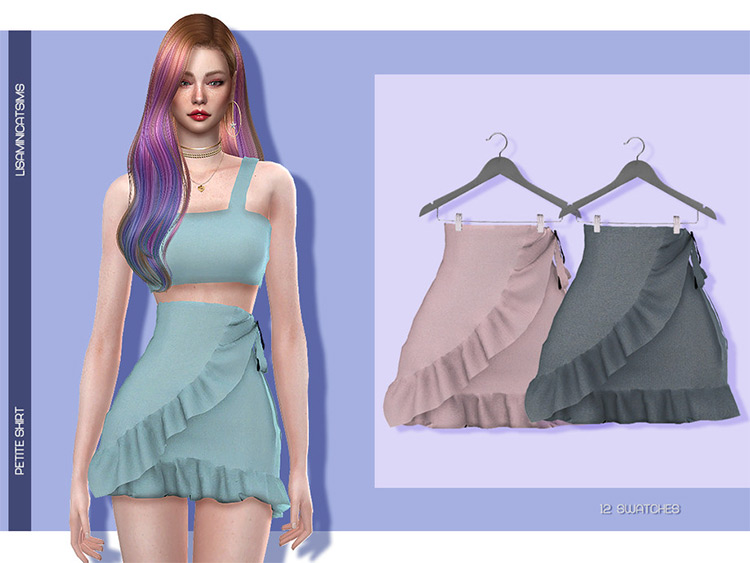 Petite High-waisted mini skirt with ruffles - TS4 CC