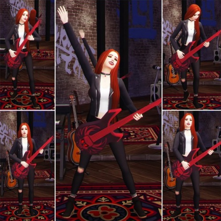 Rock Star Poses + Ghoulish Guitar - Sims 4 CC