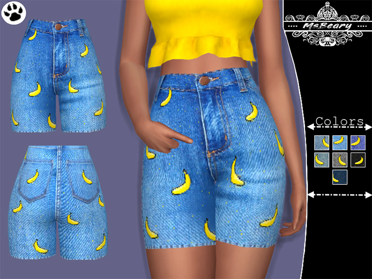 Denim banana shorts for girls - TS4 CC