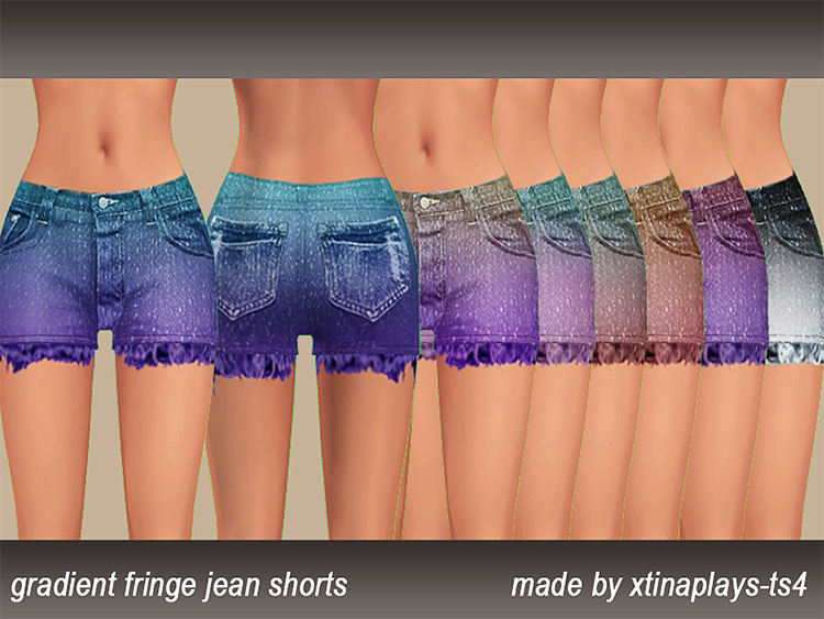 Fringe colorful jean shorts for girls - TS4 CC