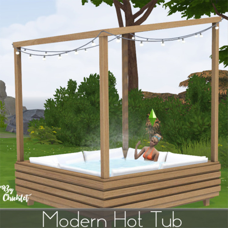 Modern hot tub design with overhang frame - Sims 4 CC