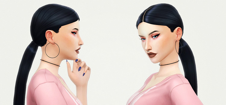 high ponytail with side bangs hair sims 4 cc