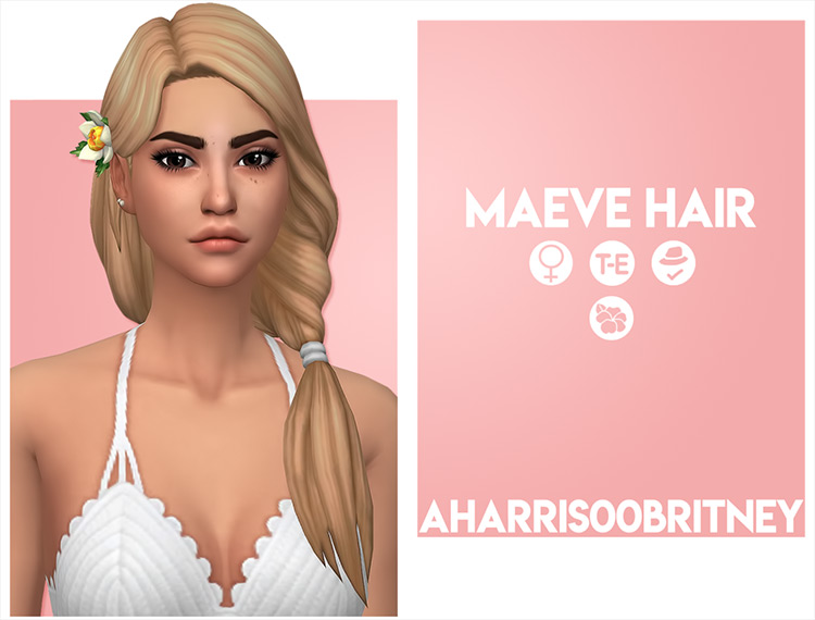 Maeve blonde low ponytail - The Sims 4 CC