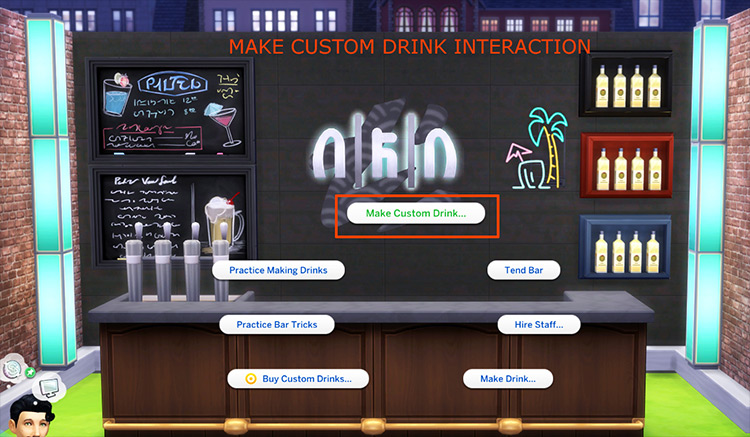 Custom Drink Interactions mod for Sims 4