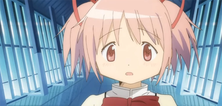 Madoka Kaname pink-haired anime girl with pigtails