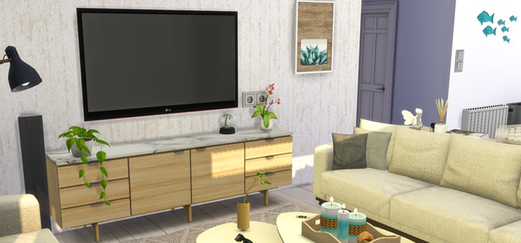 Sims 4 Beach House Living Room Flat-Screen Television