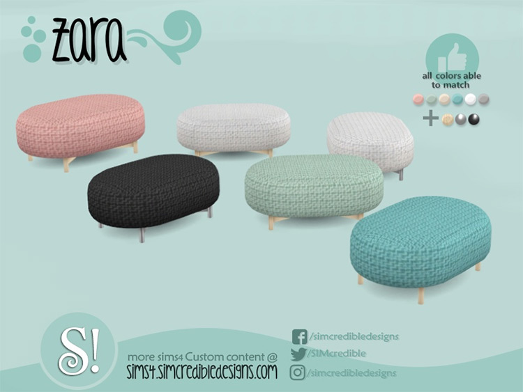 Soft pouf as a coffee table - Sims 4 CC