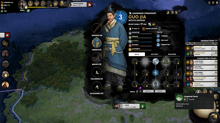 Respec Character Skills mod for Total War: Three Kingdoms