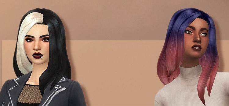 Dark and blue ombre hairdo styles - TS4