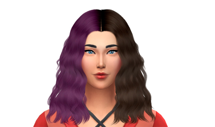 Purple and dark brown ombre hairdo - Sims4 CC