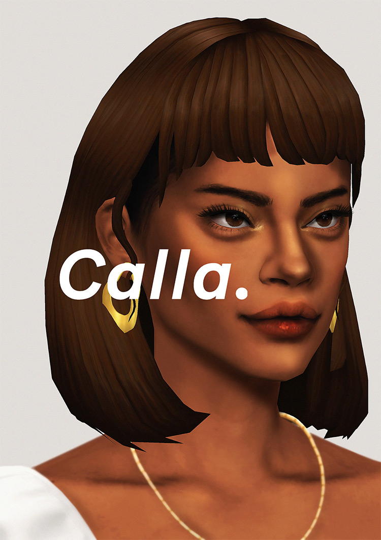 Calla brunette hairdo with bangs - Sims 4 short hair