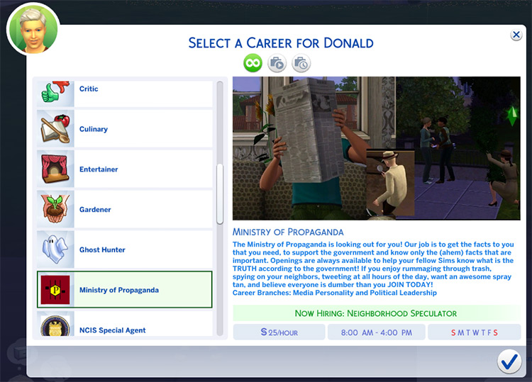 Ministry of Propaganda Career Mod for The Sims 4