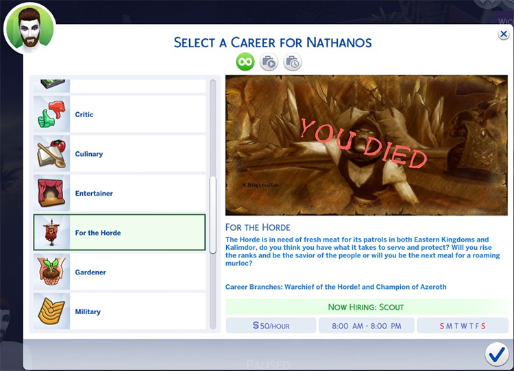 TS4 Horde Career Path