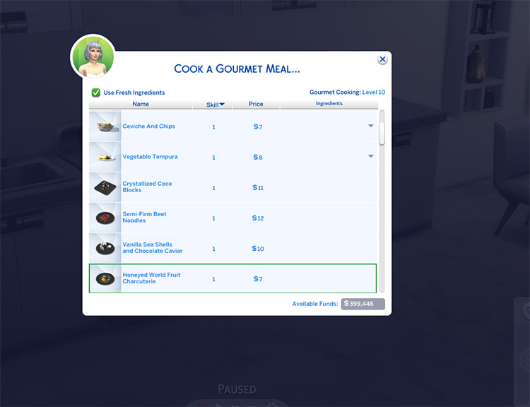 Experimental Recipes in Sims 4