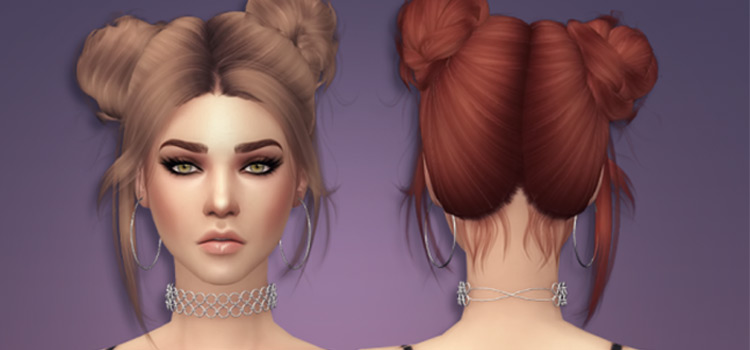 Image of Space Buns Sims CC hairstyle