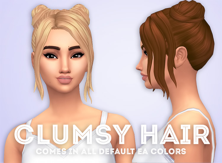 Clumsy Hair Buns for The Sims 4