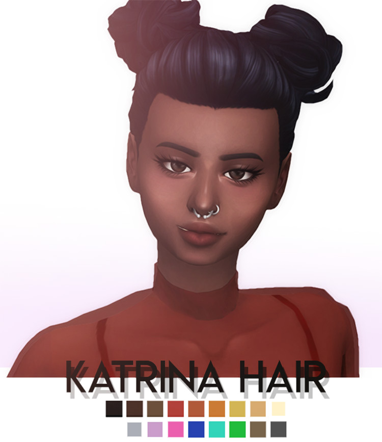 hair bun with bangs cc sims 4