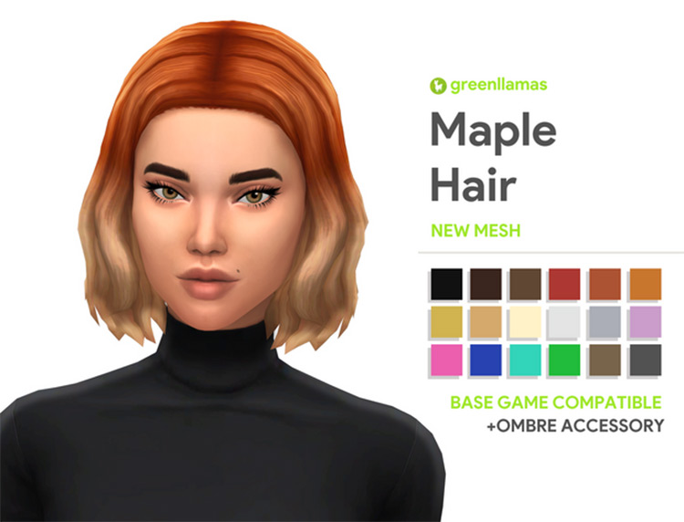 Maple hair with ombre colors - Sims 4 CC