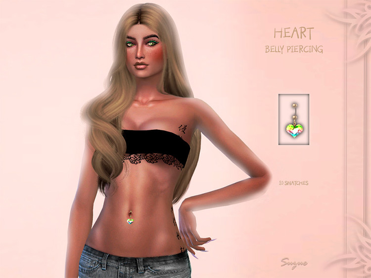Heart belly button ring for The Sims 4