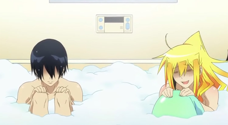 Two anime men in tub