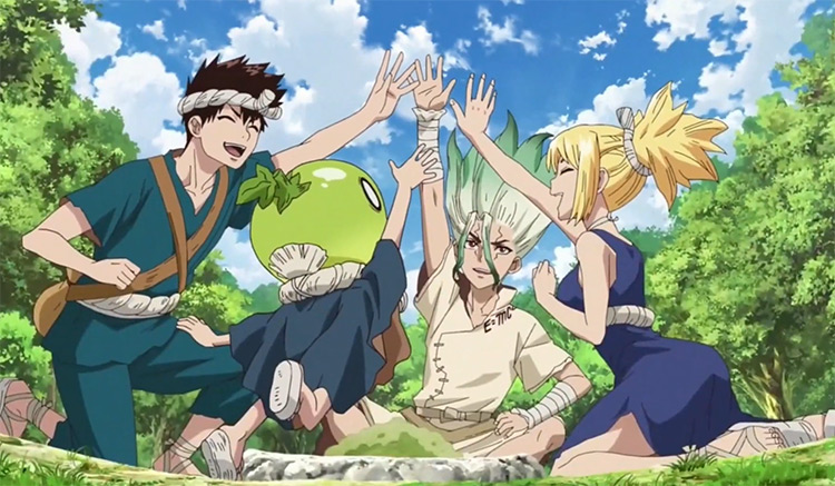 Dr. Stone having a high-five