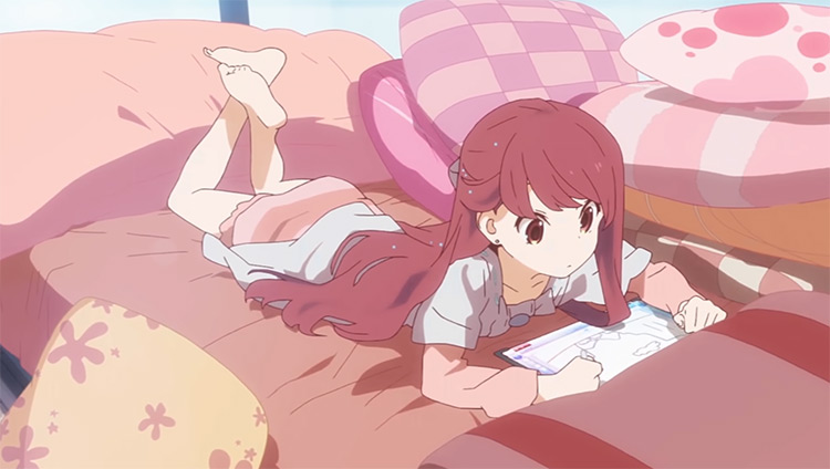 Anime girl in pink bed - Shelter Screenshot