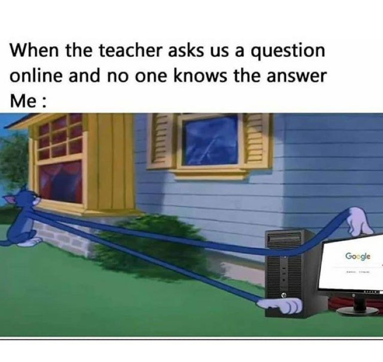 Teacher asks online the answer meme