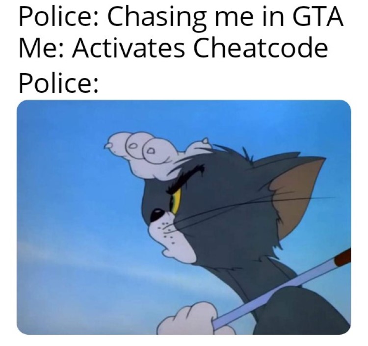 Police chasing in GTA Tom meme