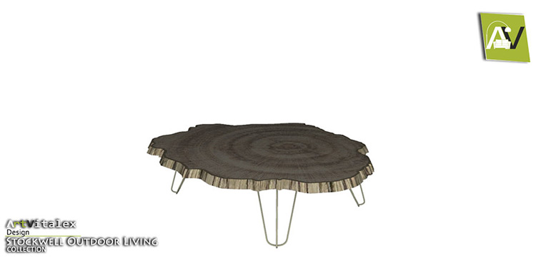 Wood Slab Coffee Table - Rustic CC for The Sims 4