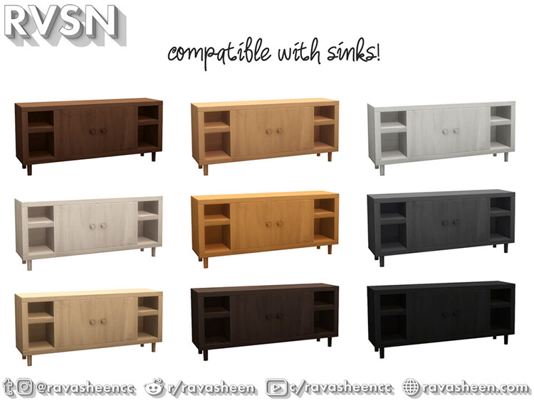 Cabinets for Bathroom - Rustic Sims 4 CC