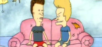 Beavis and Butthead sitting on their couch