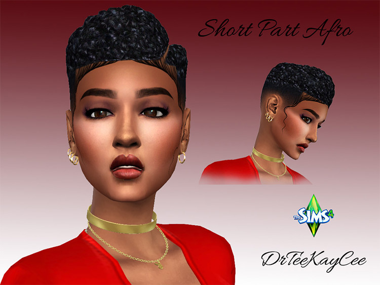 Short Parted Afro CC for Sims 4
