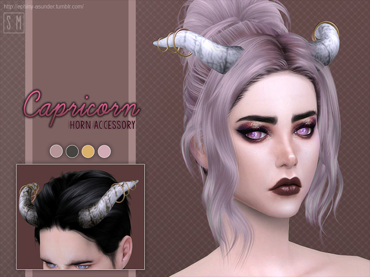 Capricorn Horn Accessory CC by Screaming Mustard Sims 4