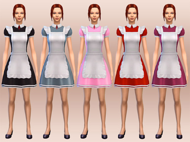 Colorful maid costume females CC