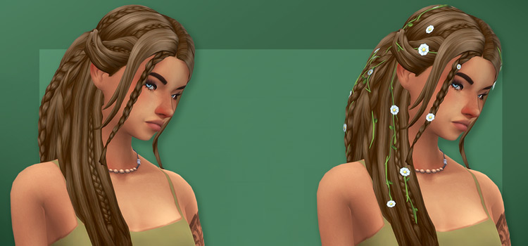 Primrose Flower Hair CC - Sims 4 Hippie Preview