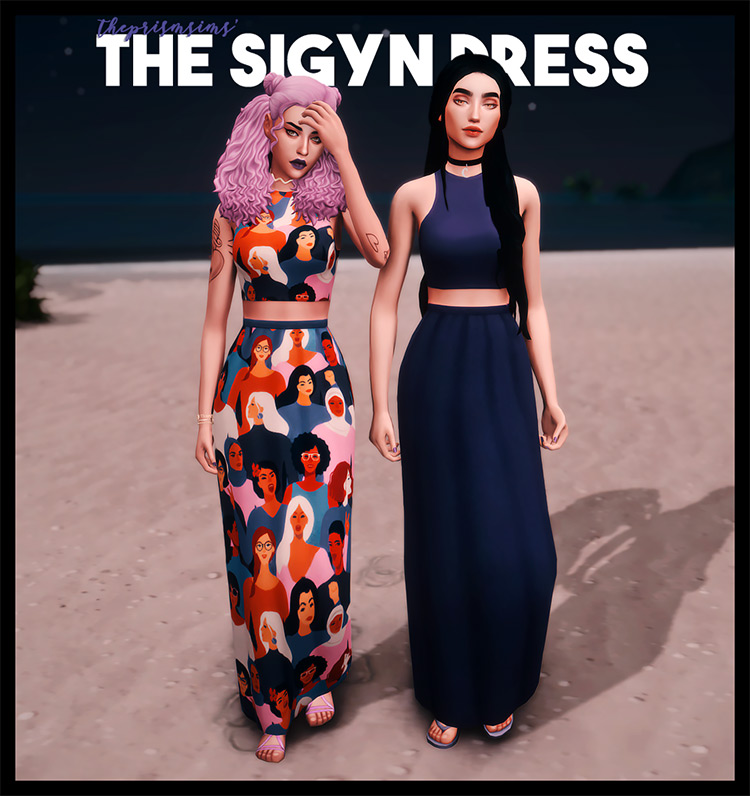 Sigyn Dress - Custom Hippie Content for Sims 4