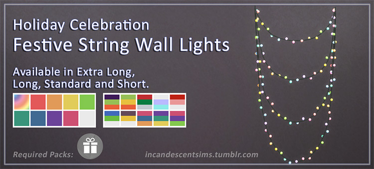 Festive String Wall Lights for The Sims 4