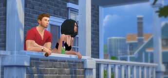 Sims 4 leaning on porch wall pose