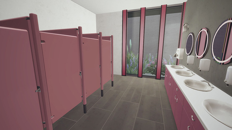 Animated and Functional Bathroom Stalls Mod / The Sims 4