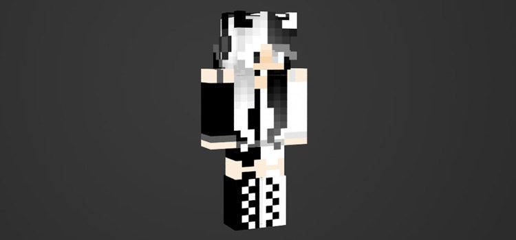 Black & White Checkered Goth Girl Skin for Minecraft