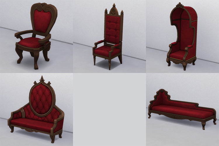 Gothic Seating CC Recolors for The Sims 4