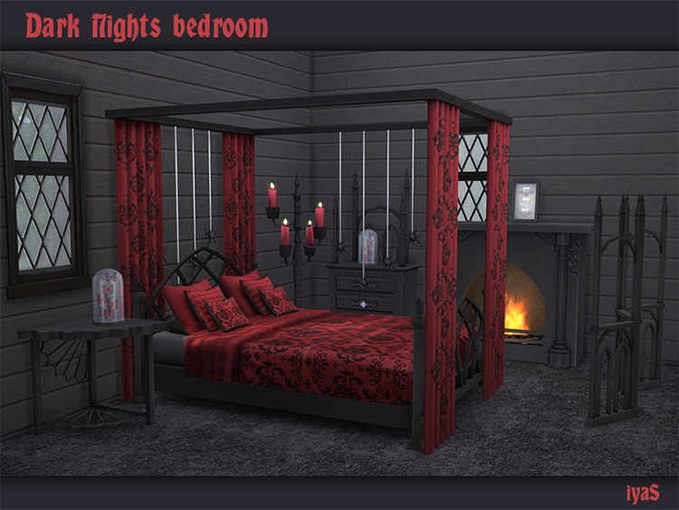 Dark Nights Bedroom Set for The Sims 4