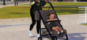 Designer Louis Vuitton Baby Stroller CC / Sims 4