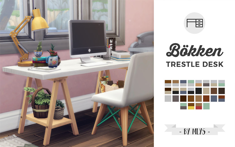 Trestle Desk Maxis Match CC for The Sims 4